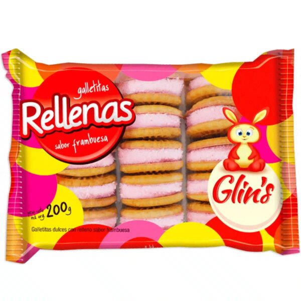 Galletitas Glinss rellenas sabor Frambuesa 200g