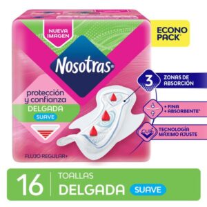 Toallas nosotras invisible delgada suave x 16 un.