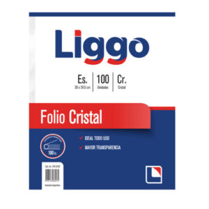 Folios cristal escolar liggo x 100 un.